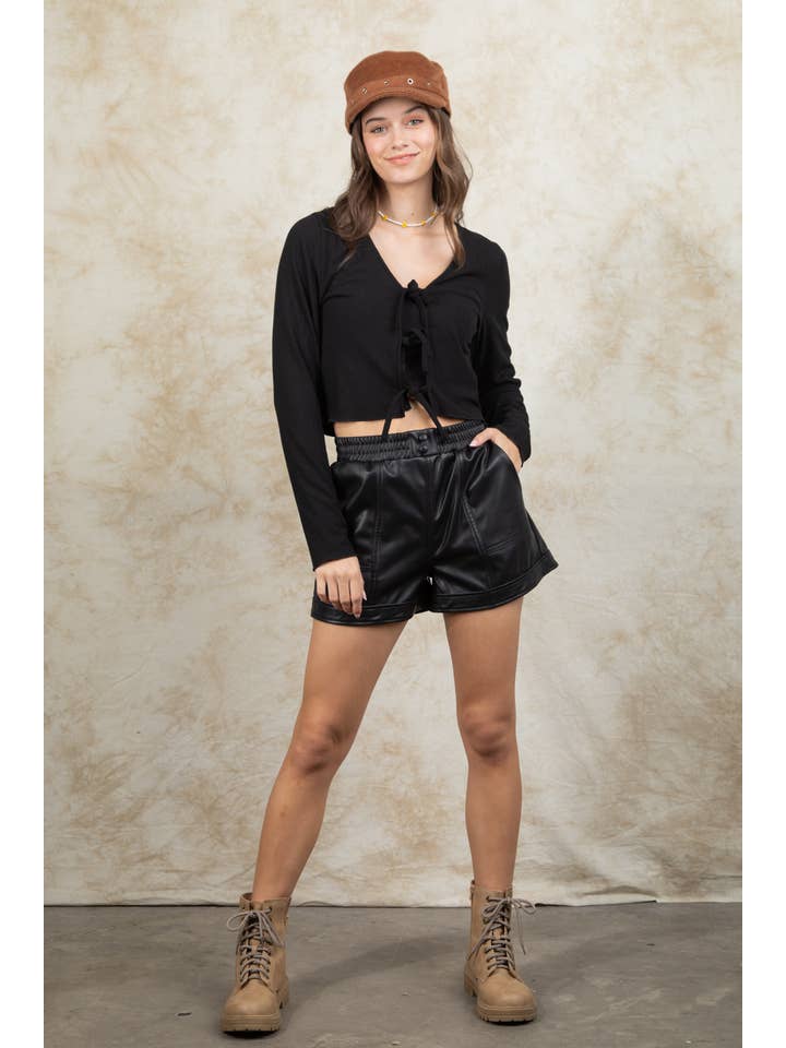 VERY J - Wholesale Knit Top - Women's - VT15148-3-Strap Tie V Neck Crop Top14