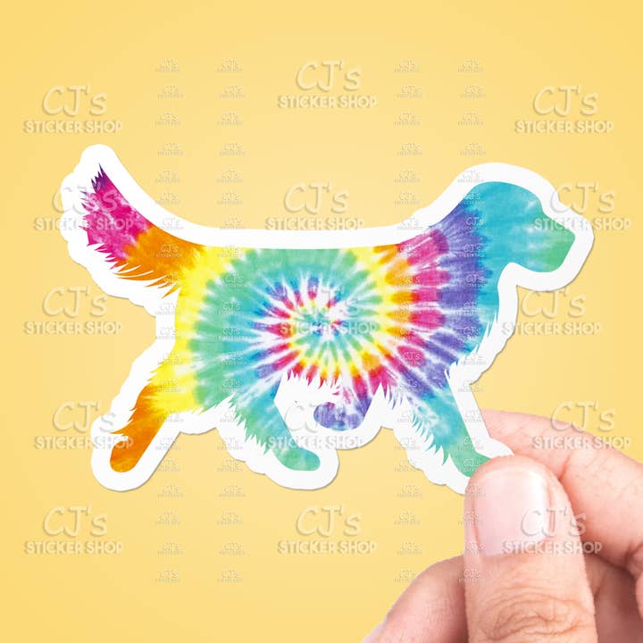 CJ's Sticker Shop – wholesale Klistermärke – Tie Dye Dog Klistermärke Vinyl Dekal0
