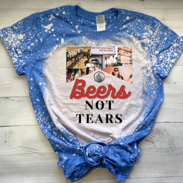 Cigarette Western Collage Beers Not Tears Graphic Tee for wholesale by The Sassy Heifer
