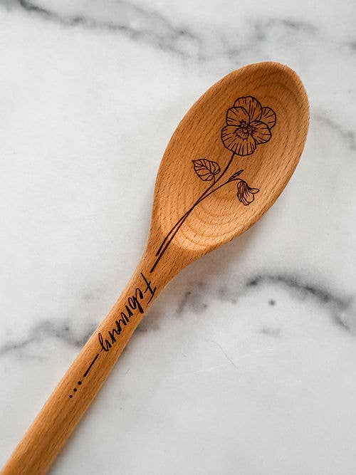 Wood & Ash - Wholesale Kitchen Spoon - Birth Flower Wooden Cooking Spoons1