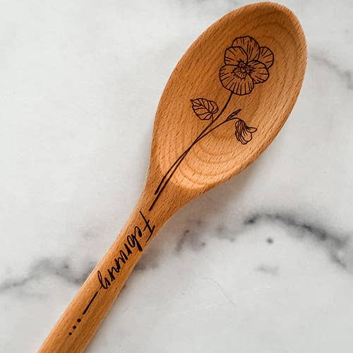 Wood & Ash - Wholesale Kitchen Spoon - Birth Flower Wooden Cooking Spoons1
