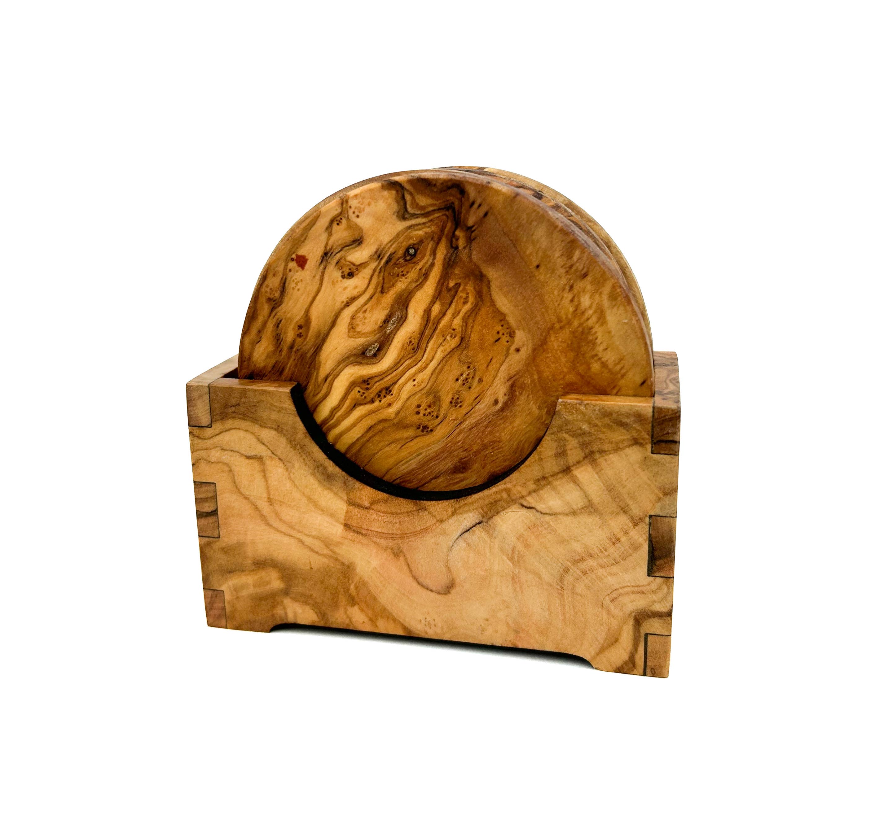 Natural OliveWood – Base de copos por atacado – Conjunto de Porta-Copos Redondos em Madeira de Oliveira