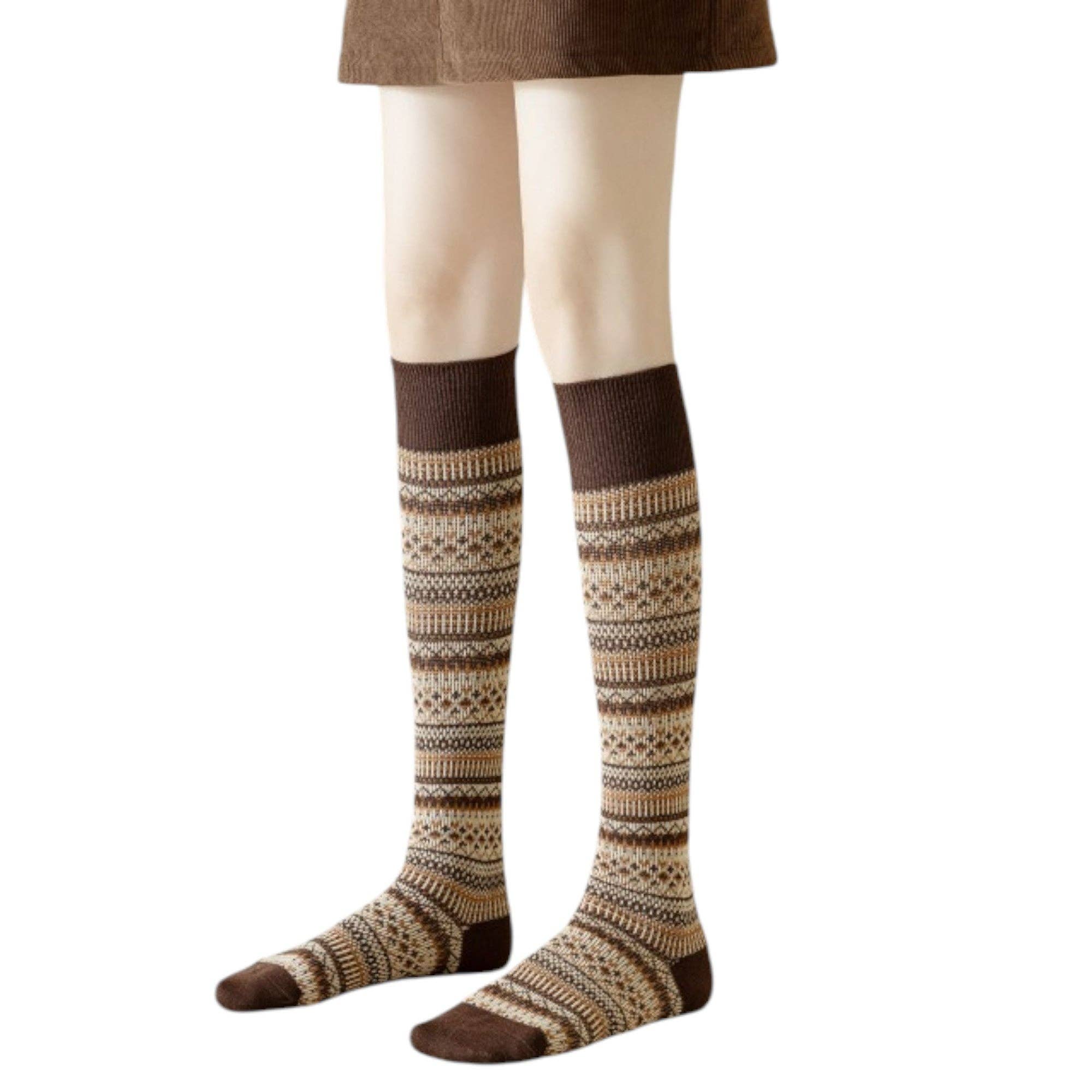 AK Brand - Vente Chaussettes – femme - Lot de 3 paires de chaussettes montantes chaudes avec motif à rayures vintage11