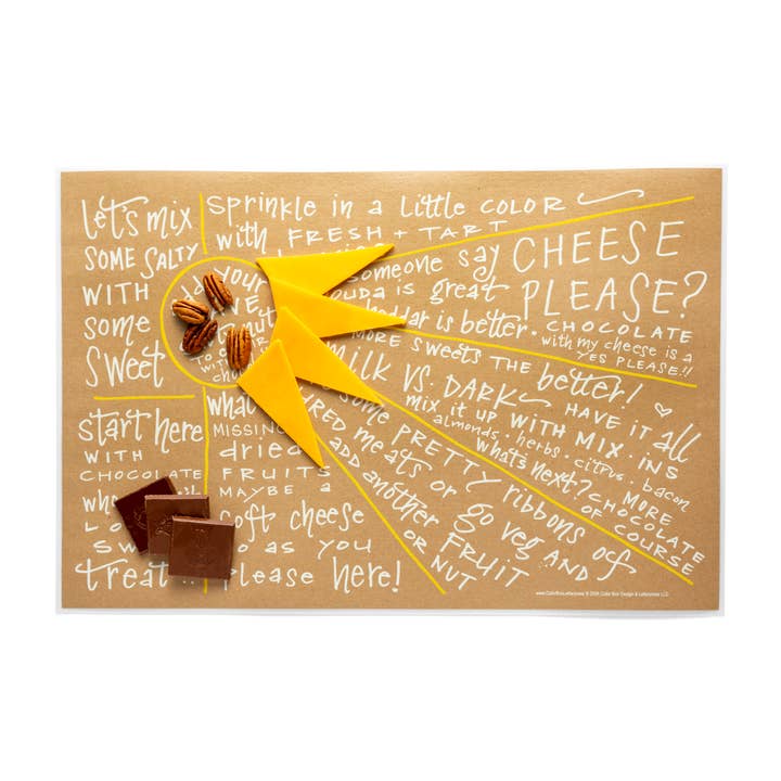 Color Box Design & Letterpress - Wholesale Cheese Board - Charcuterie Cheat Sheet | Sunburst