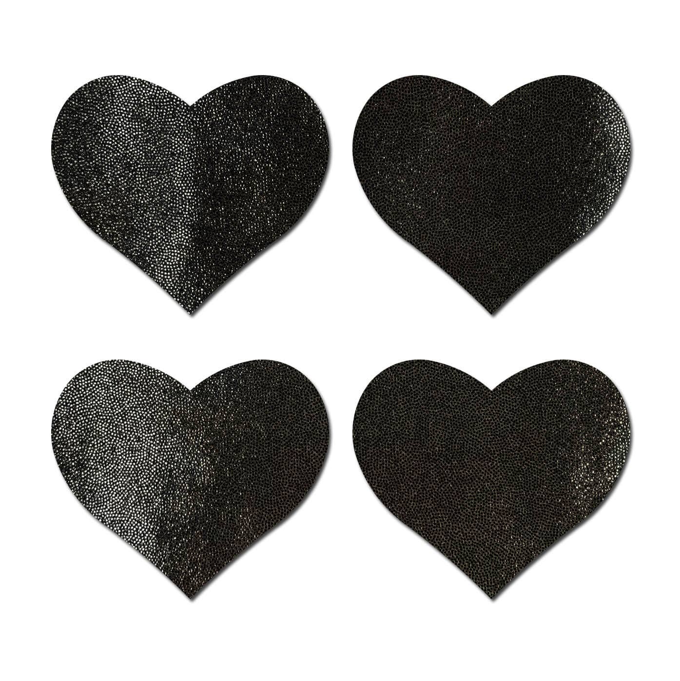 Unisex Pasties/ Nipple Covers Glitter Black Hearts Water Resistant 