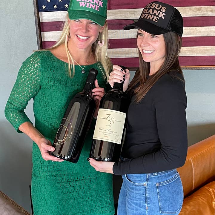 Littlebrightbird - Wholesale Trucker Hat - Women's - Jesus Drank Wine Green Trucker2