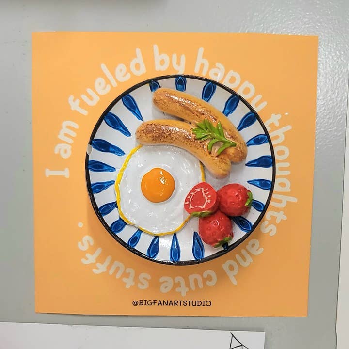 Egg and Sausage Plate Magnet for wholesale by Big Fan Art Studio Inc.