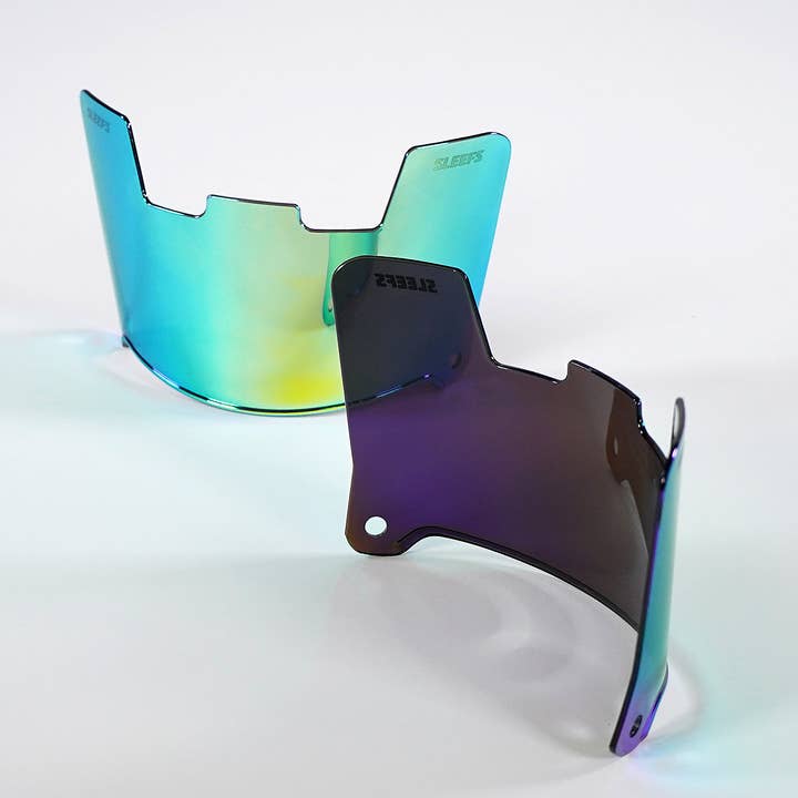 Visière teintée de couleur libellule pour casque bleu pour la vente par Sleefs