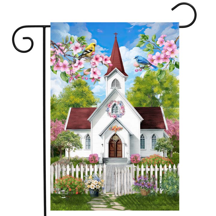 Church in Spring Garden Flag for wholesale by Briarwood Lane