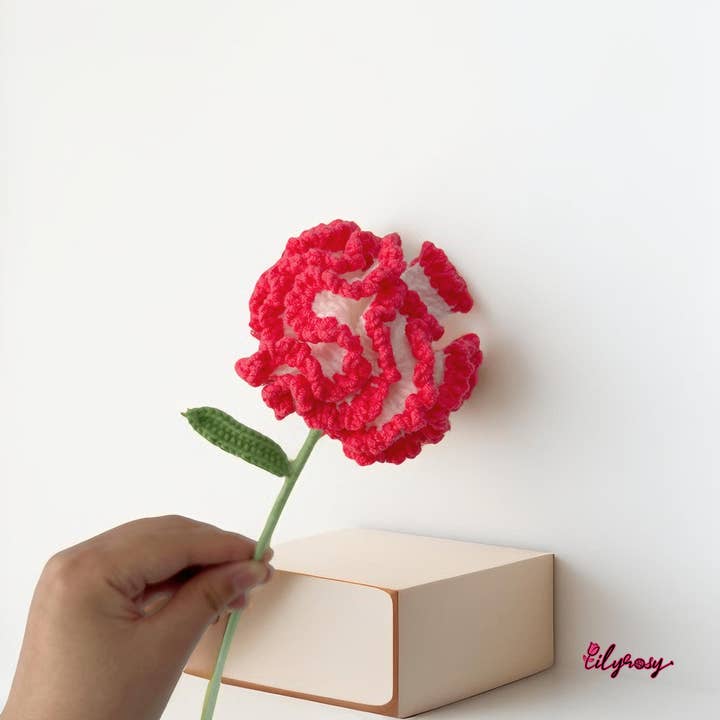 Lilyrosy(Duty free) - Wholesale Artificial flowers - Crochet carnation , Handmade Gifts, mother's day gifts10