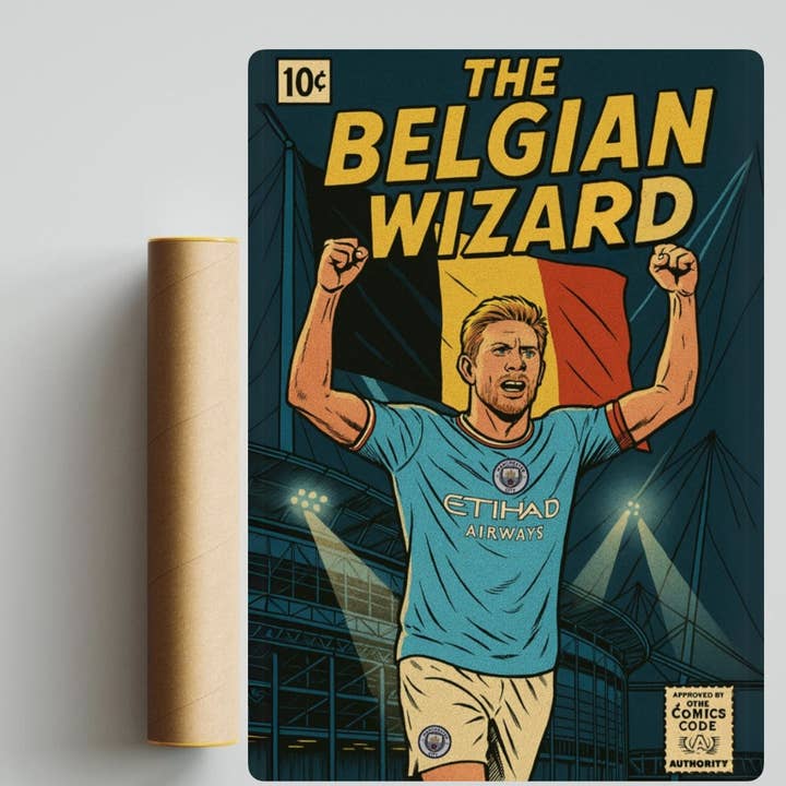 Kevin De Bruyne Comic Book Style A3 Print for wholesale by niclasico.co.uk