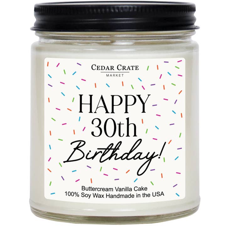 Happy 30th Birthday White Jar for wholesale by Cedar Crate Market