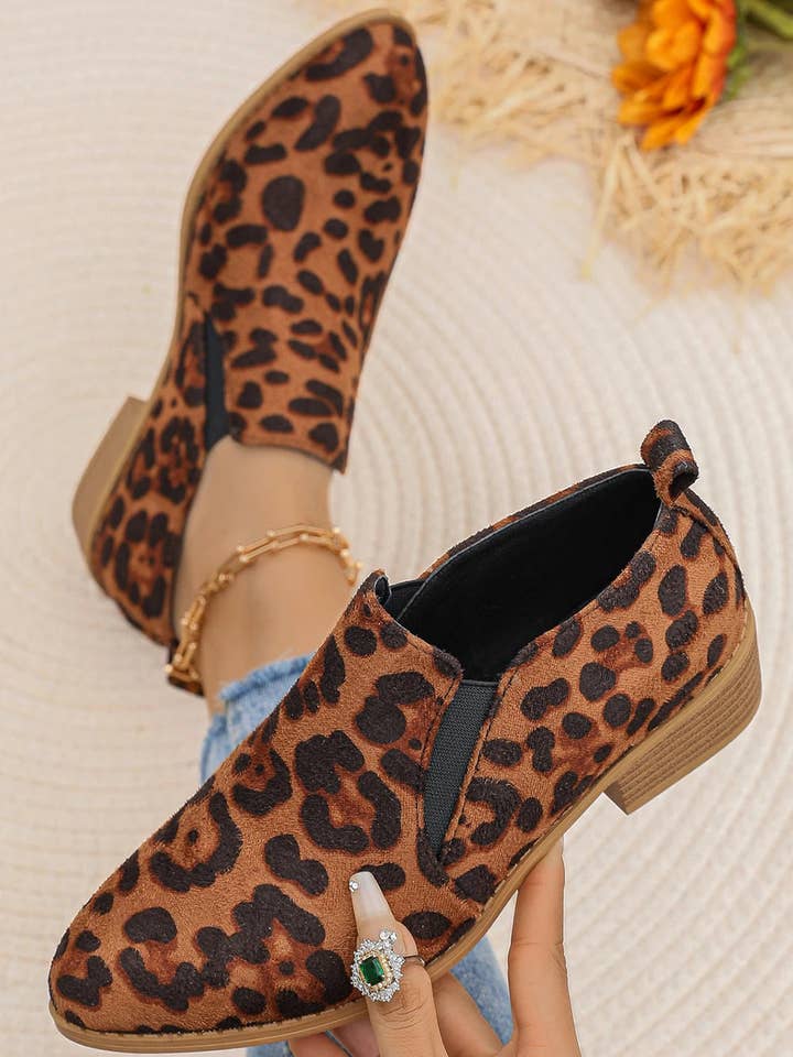 Kastanje Kastanjebrun Leopard Blokhæl Rund Tå Ankelstøvler for engroshandel på Faire3