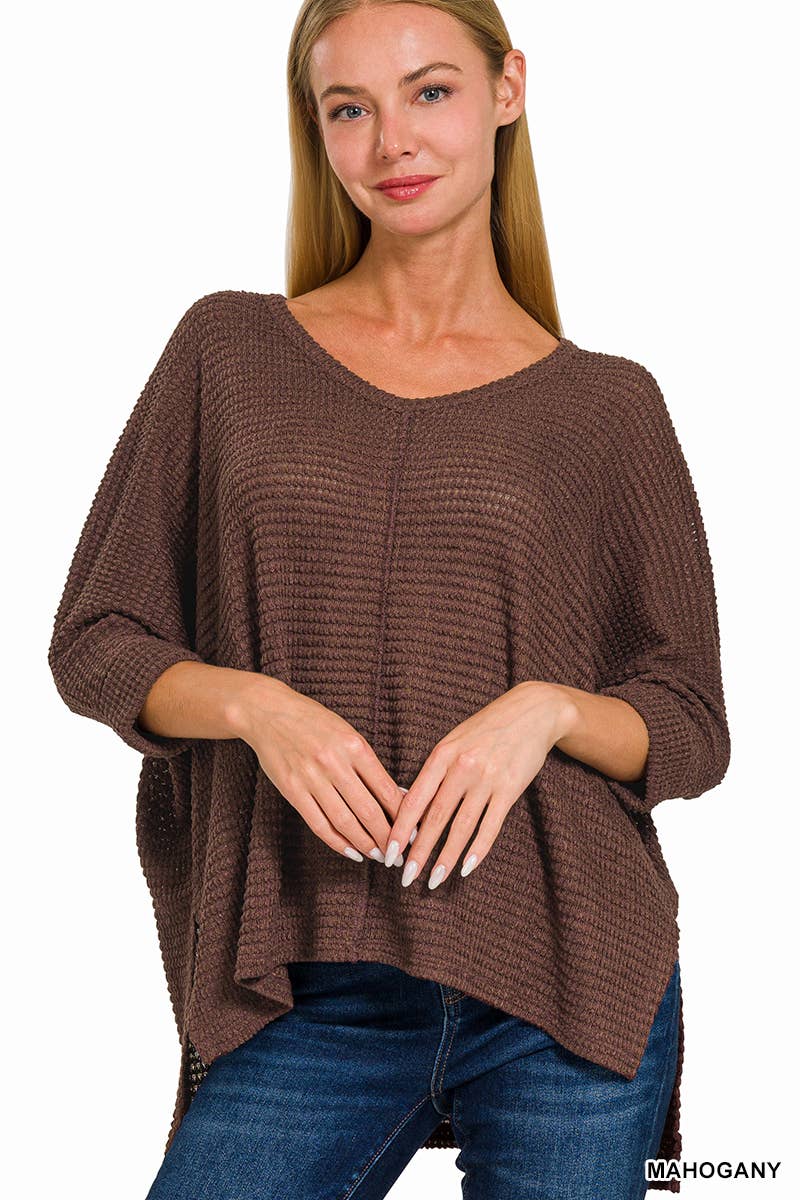42POPS - Wholesale Knit Sweater - Women's - `.V Neck Hi Low Hem Jacquard Sweater35
