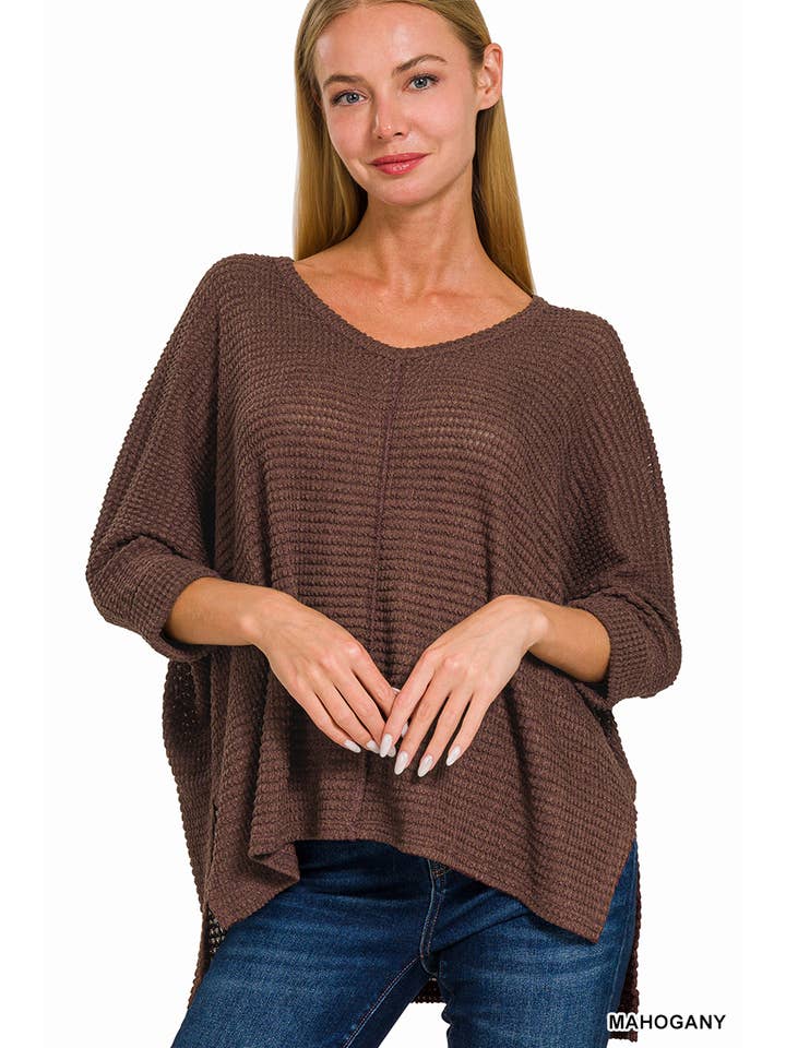 42POPS - Wholesale Knit Sweater - Women's - `.V Neck Hi Low Hem Jacquard Sweater35