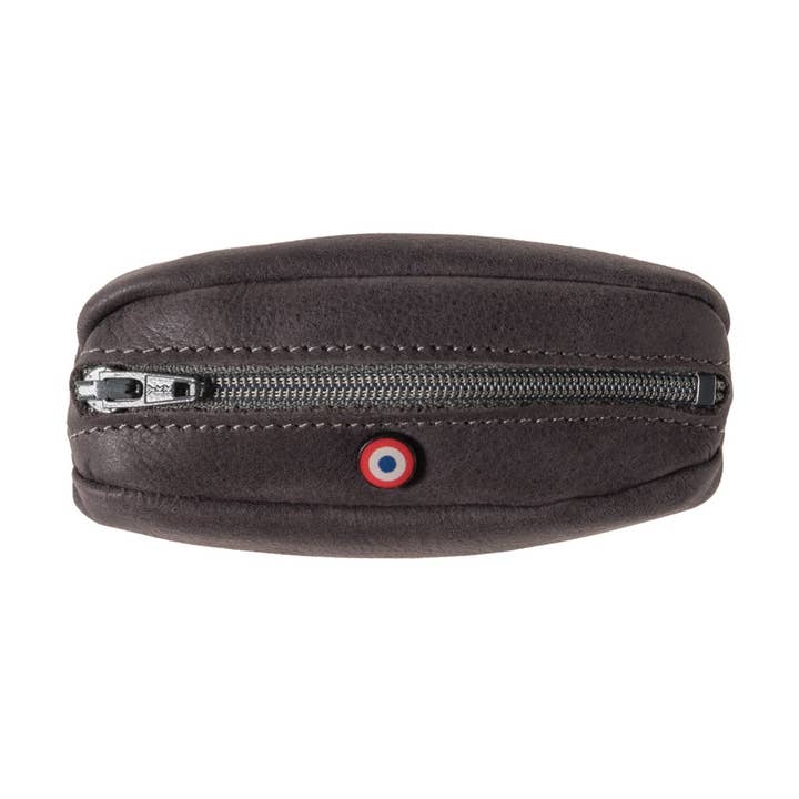 Cartera CHARLES de piel nobuck gris nube para venta al por mayor de Larmorie Officiel