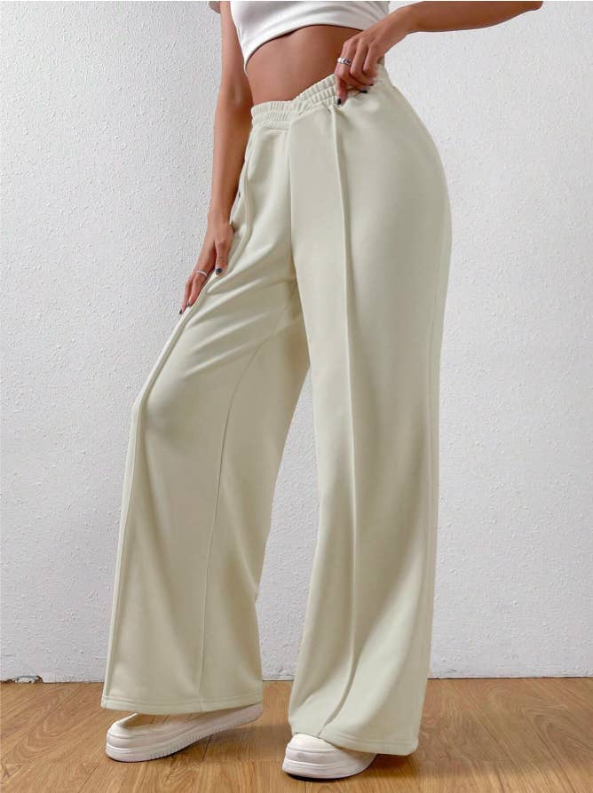 HIDDENBRAND - Wholesale Lounge Sweatpants/Joggers - Women's - v shape waist wide leg sweatpant8