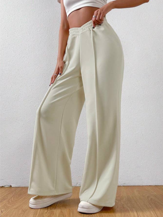 HIDDENBRAND - Wholesale Lounge Sweatpants/Joggers - Women's - v shape waist wide leg sweatpant8