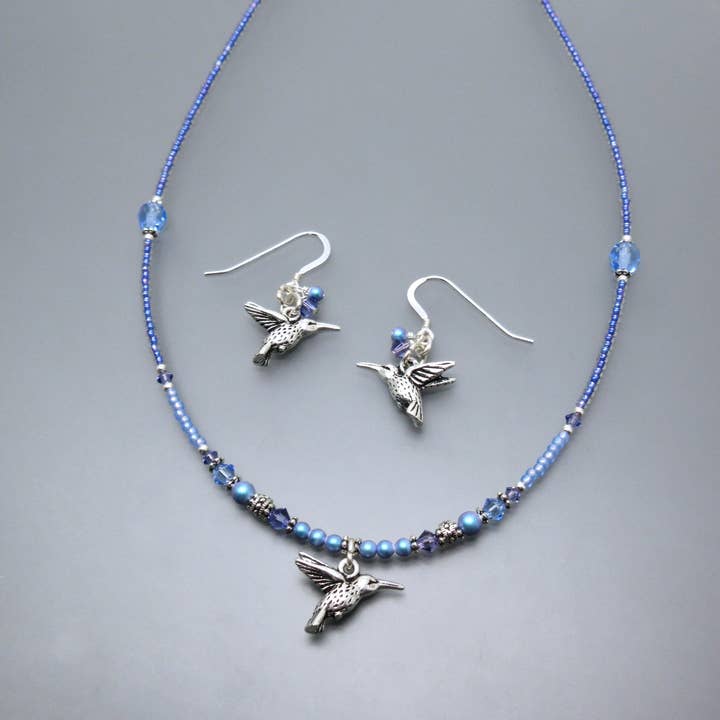 Collar con cuentas de colibrí True Blue para venta al por mayor de Oreb Lram Fine Casual Jewelry