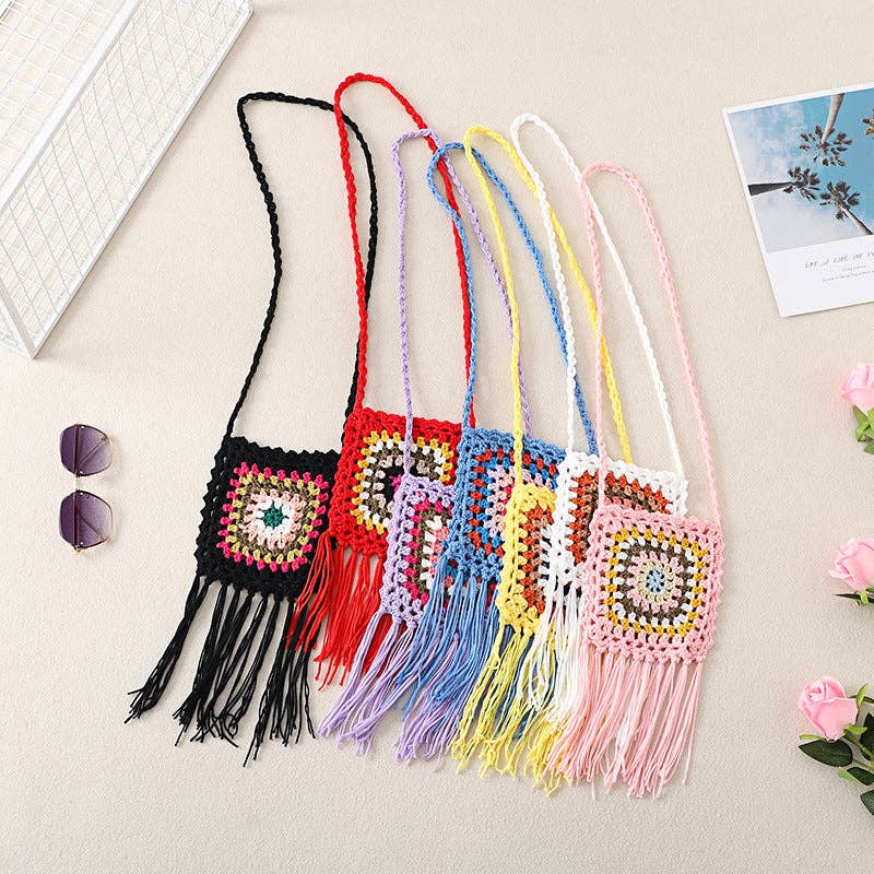 ShieldChic - Wholesale Crossbody Bag - Women's - Crochet Granny Square Bag Hand-Hooked Cotton Bag0