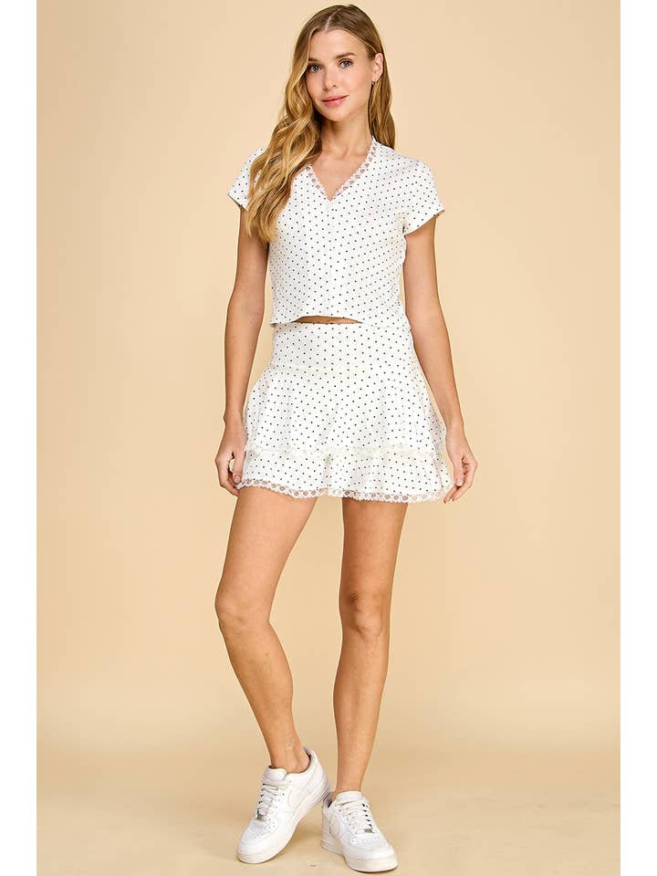 White CT9199-Motion Pointelle Polka Dot Lace Trim Tank Top for wholesale on Faire5