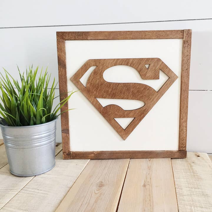 Nail and Hook Laser Cut Home Decor - Wholesale Sign - Superhero Wall Art | 11x11 inch Wood Sign