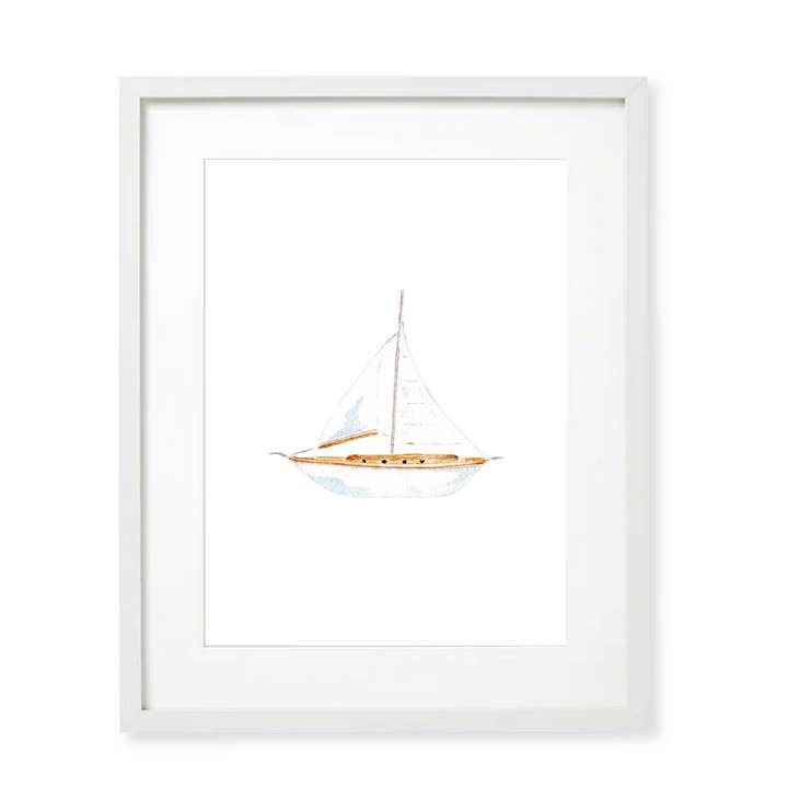 Sailboat Watercolor Art Print - 11x14 for wholesale by Rebecca Green Design