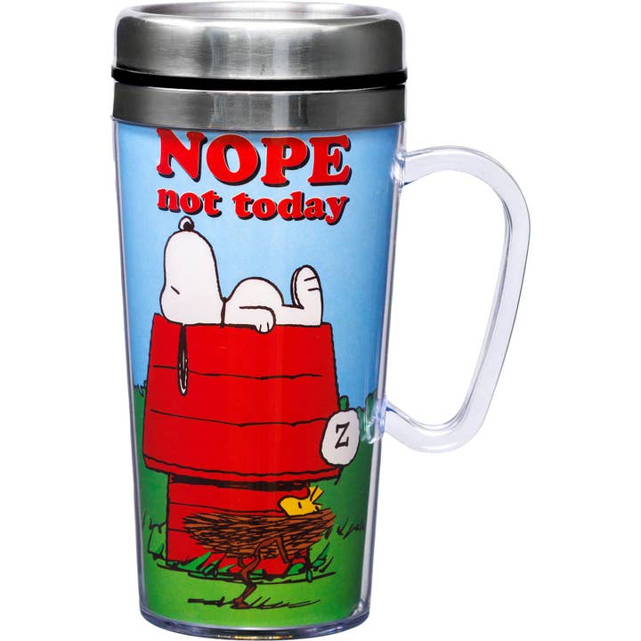 Snoopy Acrylic Travel Mug for wholesale by Spoontiques, Inc