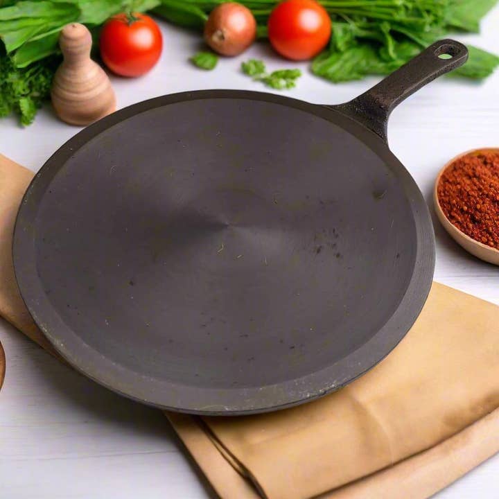 SAMA Homes - Wholesale Cast Iron Skillet - Cast Iron Concave Tawa With Long Handle
