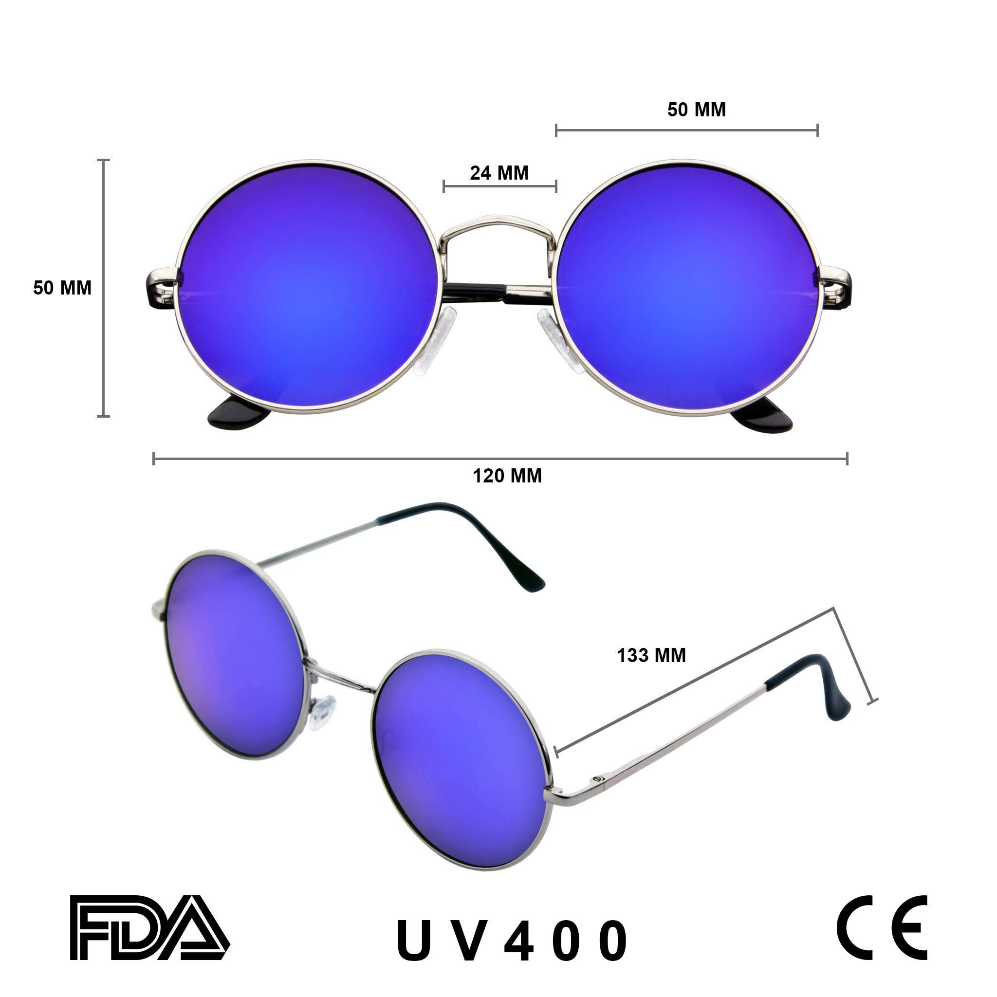 Emblem Eyewear - Vente Lunettes de soleil – unisexe - John Lennon Inspiré Lunettes de soleil rondes hippie rétro3