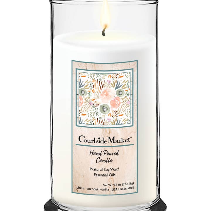 Vidro de vela de status de pêssego floral Courtside Market 18 oz por atacado de Courtside Market