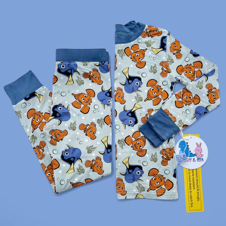 Lost Fish bamboo 2 piece set pjs for wholesale by CEDDY & RIA