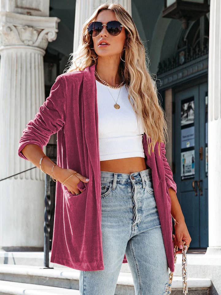 Aria Romance - Wholesale Coat - Women's - Lapel Collar Draped Open Coat5