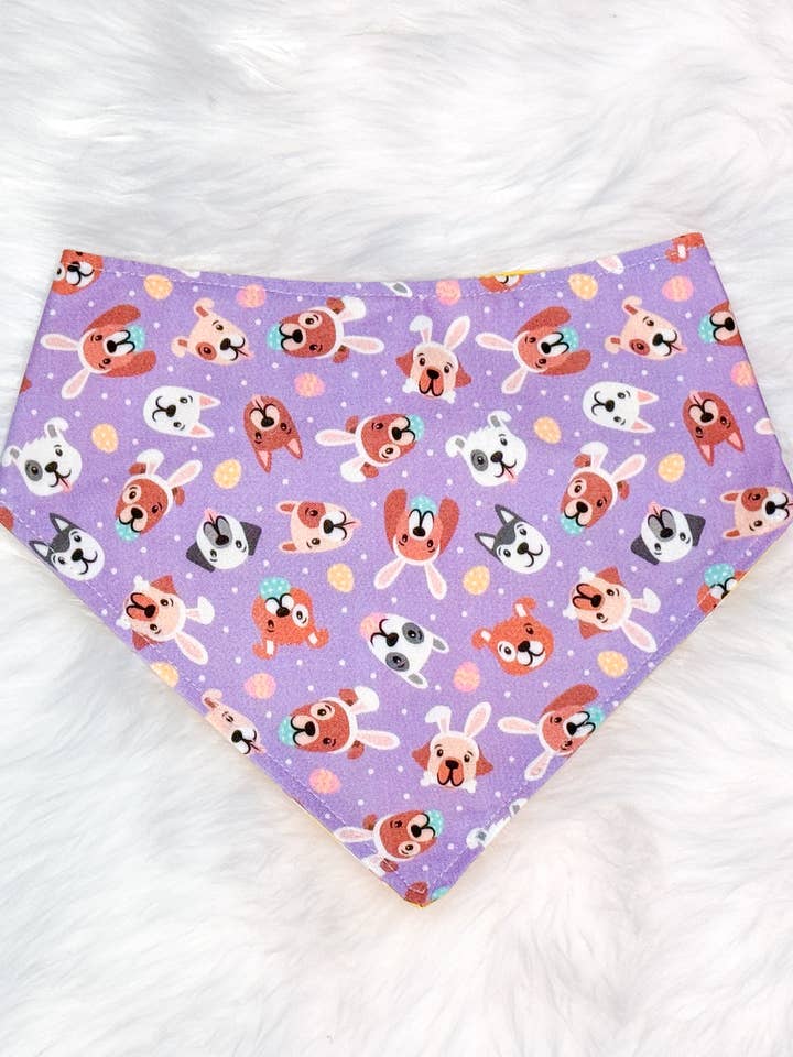 Reversible Elastic Dog Bandana – Puppies & Bunny Slippers for wholesale by Blonde Sausage Co.