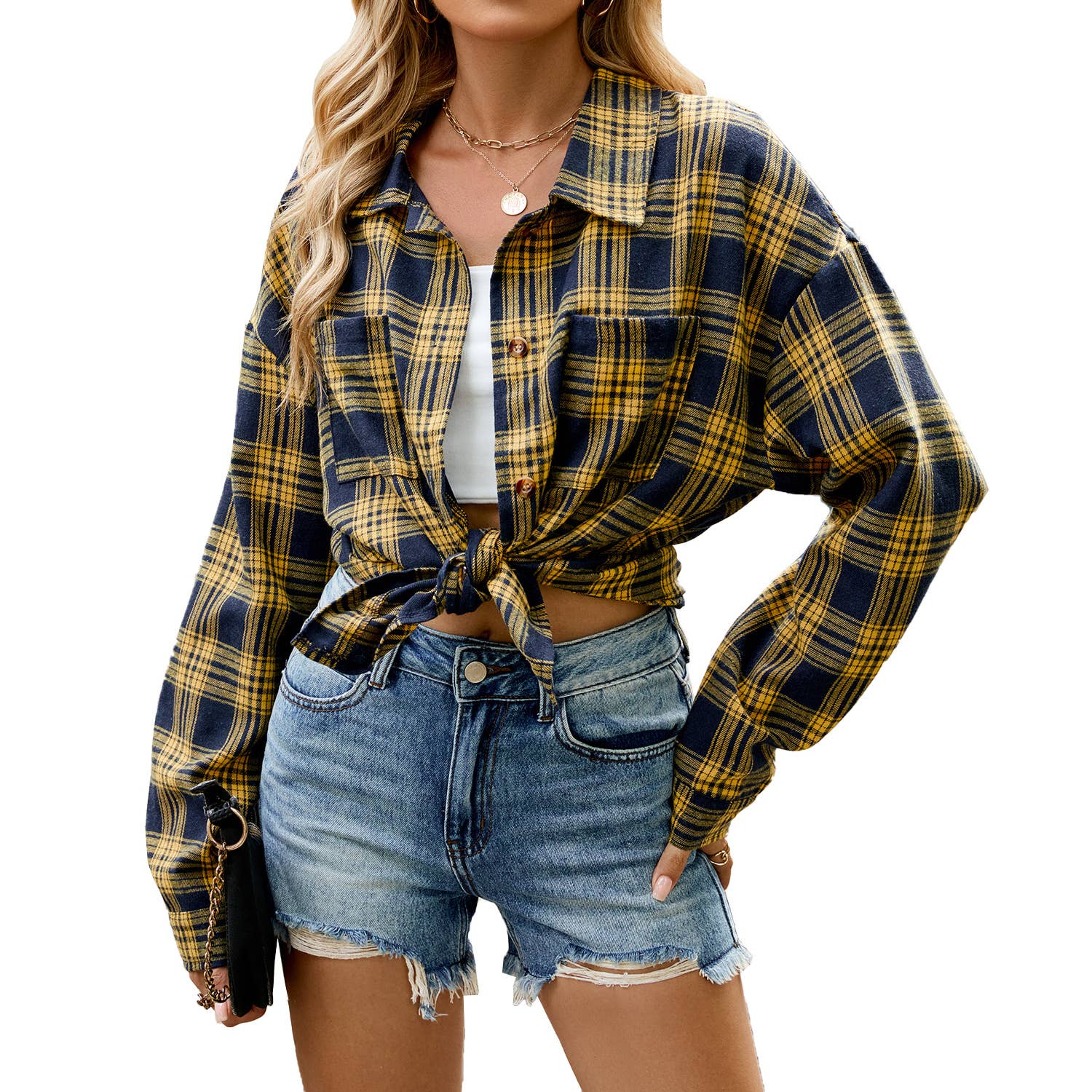 Rosa Clothing - Wholesale Shirt Jacket/Shacket - Women's - Rylor oversized plaid shirt28