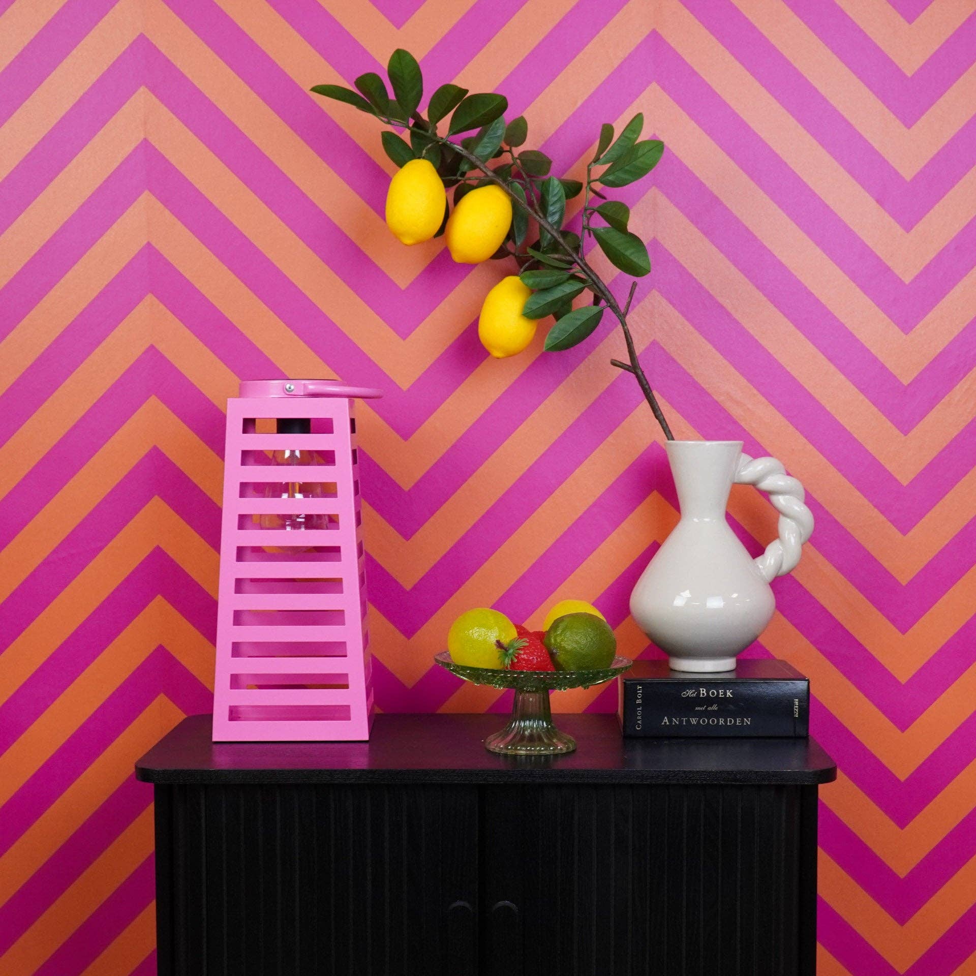 Housevitamin bv - Wholesale Lantern - Lamp- Lantern - Solar - Metal - Pink - 14x32,5cm2