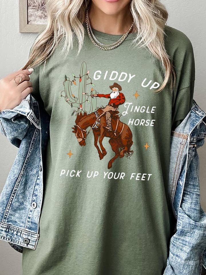Giddy Up Schwergewichts-T-Shirt mit Pferdemotiv für den Großhandel von COLORBEAR