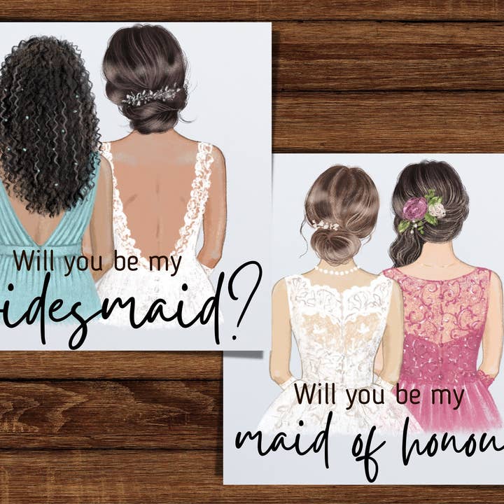 Proposal Cards with Calendar Favor for Maid of Honor for wholesale by True North Bazaar