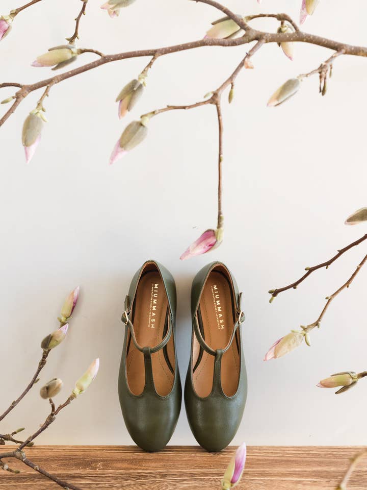 Women's leather ballerinas - Lotta - Olive 34-42 for wholesale by MIUMMASH DAMIAN TOMZIK