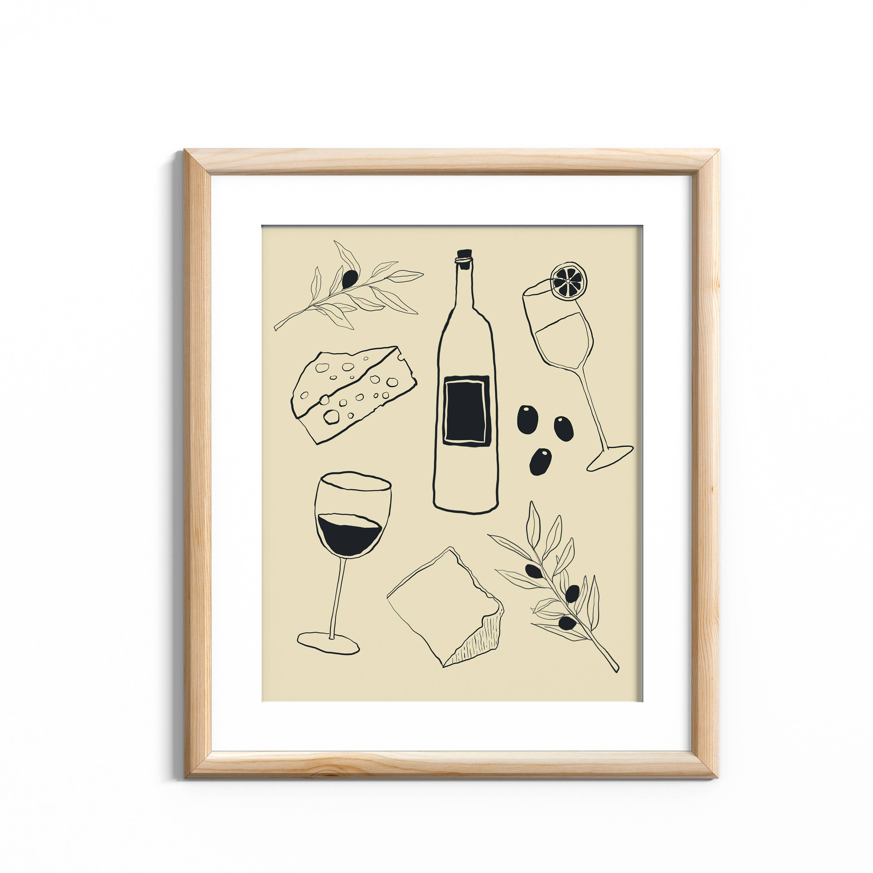 S Pogas Art - Wholesale Art Print - Wine and Cheese Art Print