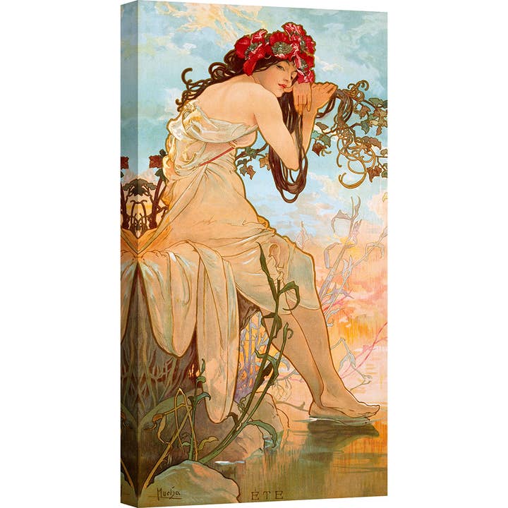 Selected Artworks Italia - Venta al por mayor Ilustración - Pintura Art Nouveau, impresión en lienzo: Alphonse Mucha, Verano