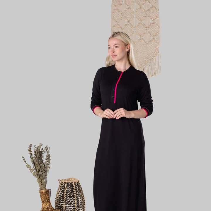 Hot Pink Trimmad Nattlinne för wholesale av Ellwi Design