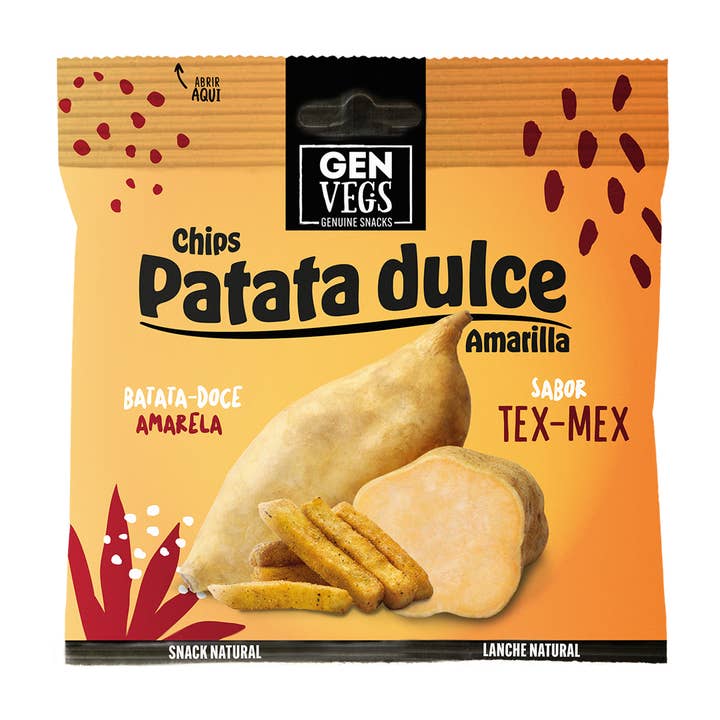 Original Market - Venta al por mayor Patatas fritas - Chips boniato amarillo Tex Mex Genuine Coconut 45g