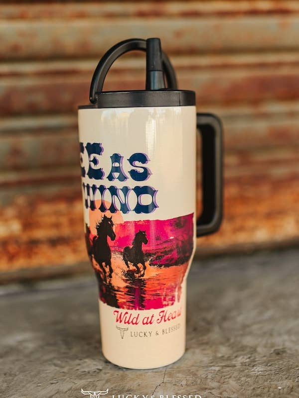 Free As The Wind Printed Flip Straw Tumbler 30oz for wholesale by LUCKY & BLESSED