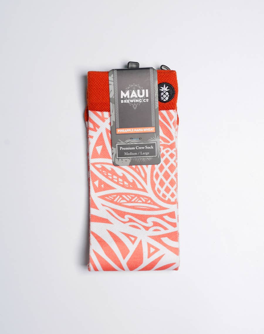 Just Fun Socks - Wholesale Socks - Unisex - Maui Brewing Pineapple Mana Wheat Printed Crew Socks - M/L3