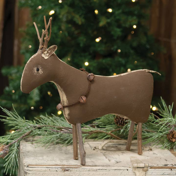 The Hearthside Collection - Wholesale Christmas Decoration - Stiffened Fabric Primitive Standing Reindeer