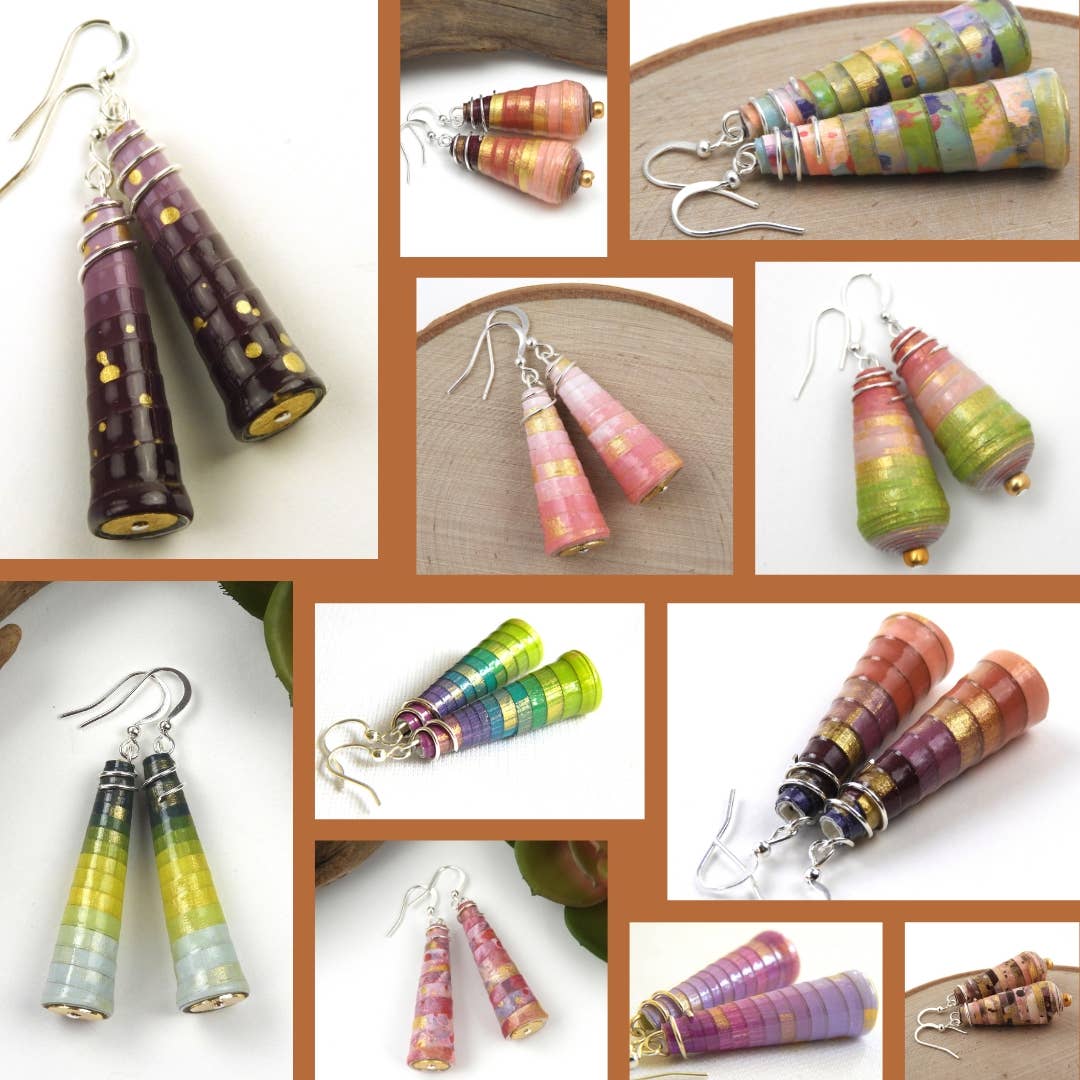 Allison Lake Handmade - Wholesale Dangle Earrings - Eco-Friendly Hand Painted Paper Bead Earrings | Starter Pack4