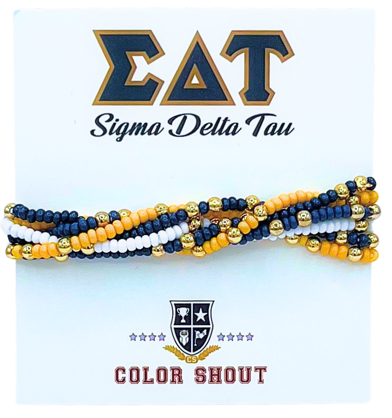 Color Shout - Wholesale Jewelry Set - Sorority Colors Stack: Set of 6 Beaded Stretch Bracelets23