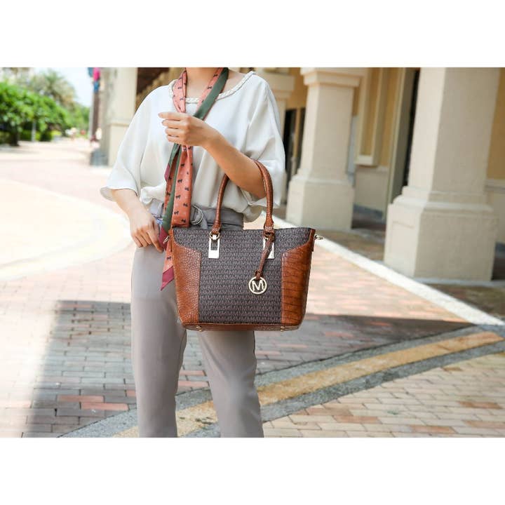MKF Collection - Vendita all'ingrosso Borsa tote - Donna - MKF Shonda Borsa a Mano 3 Pezzi Donna in Pelle Vegana2