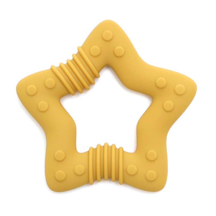 Silicone Teething Ring Star - Ochre Yellow for wholesale by Rammelaartje
